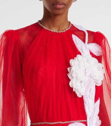 Floral appliqué tulle gown | Costarellos