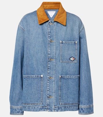 Padded suede-trimmed denim jacket | Bottega Veneta