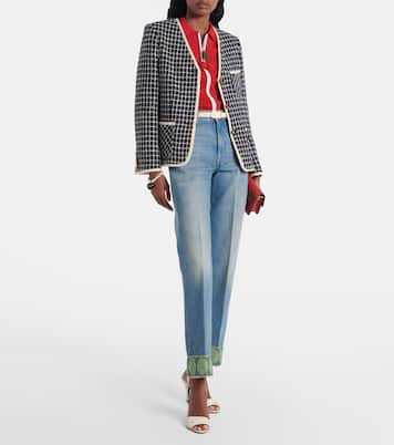 Jacquard-trimmed straight jeans | Valentino