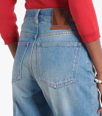 Jacquard-trimmed straight jeans | Valentino