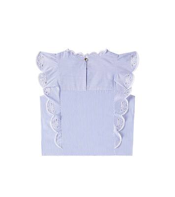 Embroidered striped cotton poplin top | Chloé Kids
