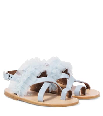 Tulle-trimmed leather snadals | PèPè