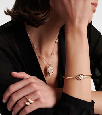 Serpenti Seduttori 18kt rose gold pendant necklace with diamonds and rubellites | Bvlgari