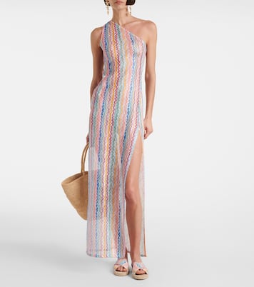 Zigzag sheer one-shoulder maxi dress | Missoni