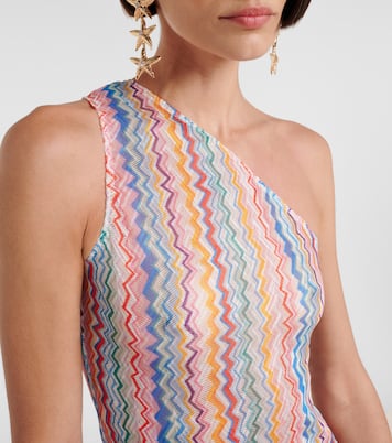 Zigzag sheer one-shoulder maxi dress | Missoni