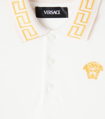 Greca cotton piqué polo shirt | Versace Kids