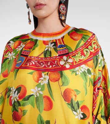 Abito lungo in seta con stampa | Dolce&Gabbana