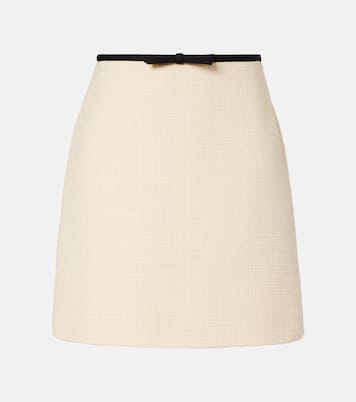 Bow-detail wool-blend tweed miniskirt | Valentino