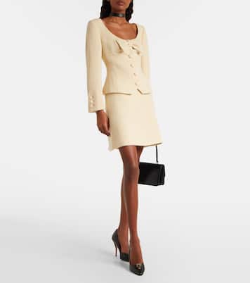 Bow-detail wool-blend tweed miniskirt | Valentino