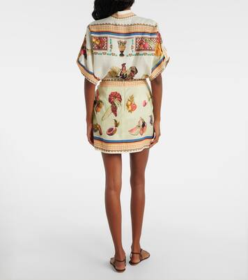 Mercado printed linen wrap skirt | Alémais