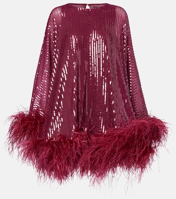 Vegas sequined feather-trimmed chiffon kaftan | Taller Marmo