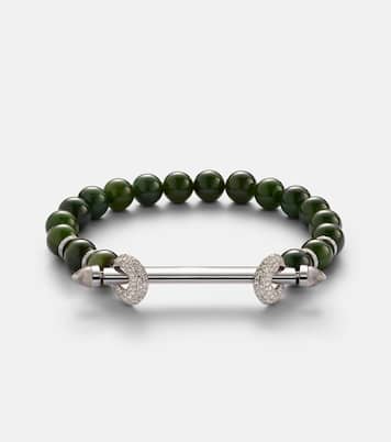 Armband Chakra aus Jade mit 18kt Weißgold (750/1000), Diamanten und Quarz | Ananya