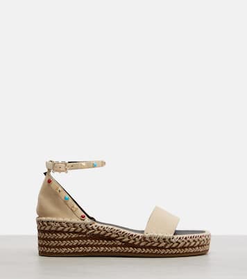 Espadrille-Sandalen Rockstud aus Veloursleder | Valentino Garavani