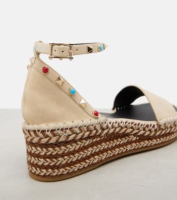 Espadrille-Sandalen Rockstud aus Veloursleder | Valentino Garavani