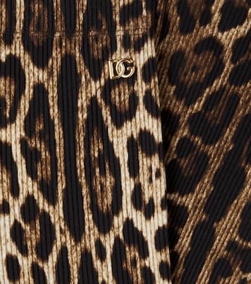 Leopard-print ribbed-knit cotton flared pants | Dolce&Gabbana Kids