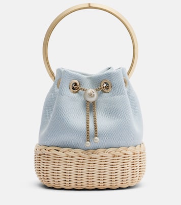 Sac seau Bon Bon Small en toile et osier | Jimmy Choo