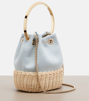 Sac seau Bon Bon Small en toile et osier | Jimmy Choo