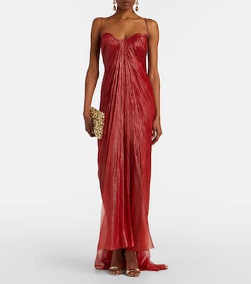 Victoria pleated silk muslin bustier gown | Maria Lucia Hohan