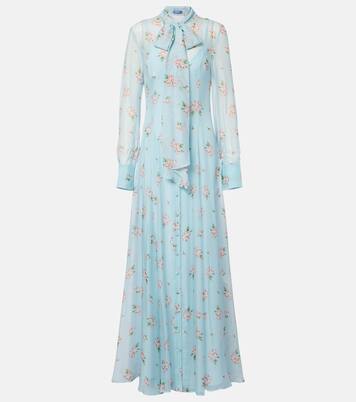 Lilith bow-detail floral chiffon maxi dress | Leo Lin