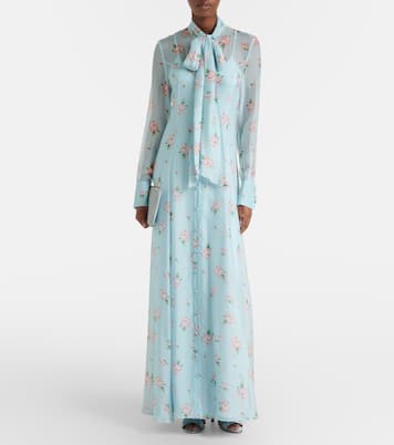 Lilith bow-detail floral chiffon maxi dress | Leo Lin