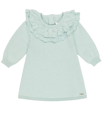 Baby - Abito in lana e cotone con volant | Chloé Kids