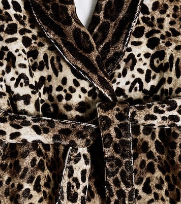 Leopard-print cotton terry bathrobe | Dolce&Gabbana Kids