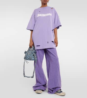 Paris distressed denim mules | Balenciaga