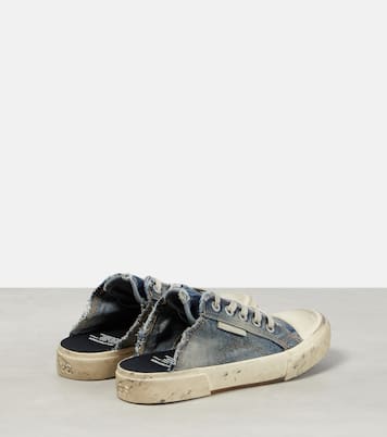 Paris distressed denim mules | Balenciaga