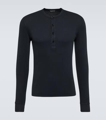 Ribbed-knit jersey Henley shirt | Tom Ford