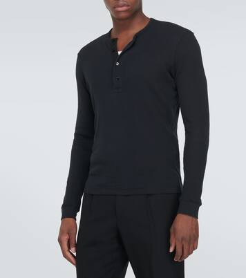 Ribbed-knit jersey Henley shirt | Tom Ford