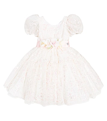 Ludovica embellished puff-sleeve tulle dress | Monnalisa