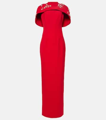 Robe longue brodée en crêpe | Safiyaa