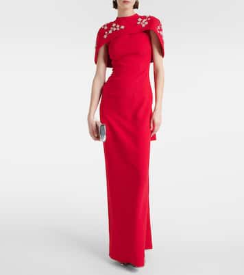 Robe longue brodée en crêpe | Safiyaa