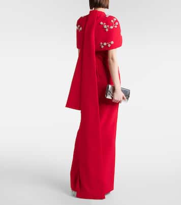 Robe longue brodée en crêpe | Safiyaa