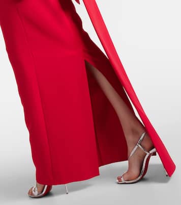 Robe longue brodée en crêpe | Safiyaa