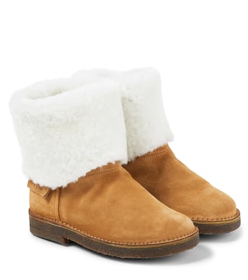 Shearling-trimmed suede ankle boots | PèPè