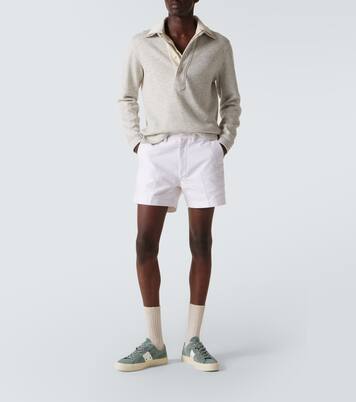 Cambridge leather-trimmed suede sneakers | Tom Ford