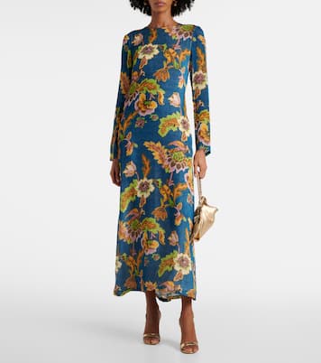 Swing printed devorée velvet maxi dress | La DoubleJ