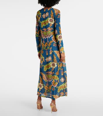Swing printed devorée velvet maxi dress | La DoubleJ