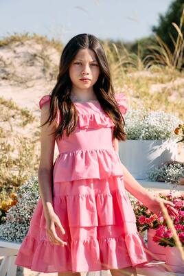 Ruffled tiered cotton dress  | Patachou