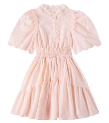 Scalloped shirred lace-trimmed cotton dress | Petite Amalie  