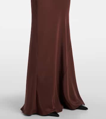 Abito lungo in raso di seta con pizzo | Roland Mouret