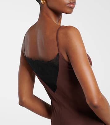 Abito lungo in raso di seta con pizzo | Roland Mouret