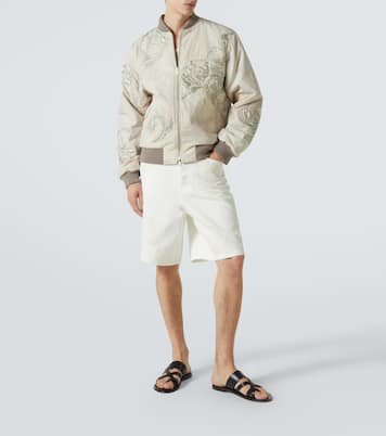 Embroidered denim Bermuda shorts | Dries Van Noten
