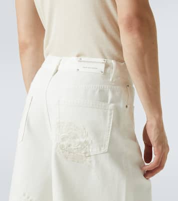 Embroidered denim Bermuda shorts | Dries Van Noten