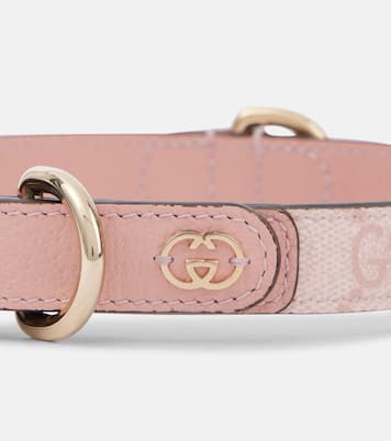GG leather-trimmed dog collar | Gucci