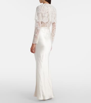 Caped lace and satin maxi dress | Self-Portrait