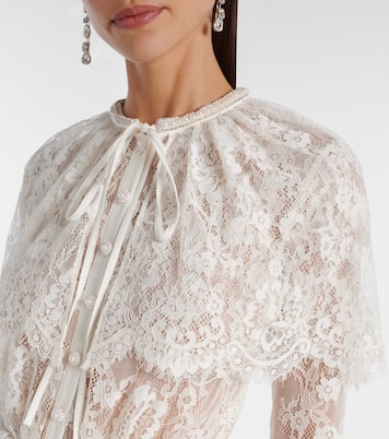 Caped lace and satin maxi dress | Self-Portrait