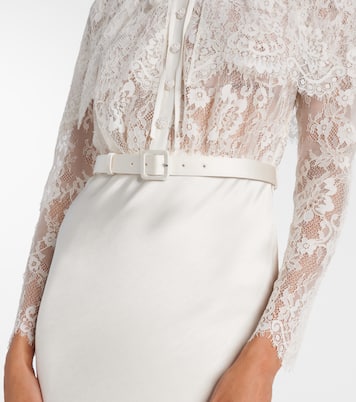 Caped lace and satin maxi dress | Self-Portrait