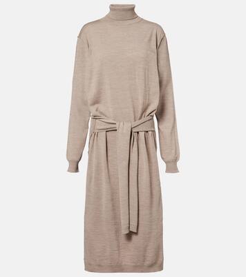 Trompe l'œil wool-blend midi dress | Lemaire